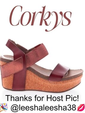 🎉💋HP💋🎉 Corkys Women's Rust Brown Cork Platform Wedge Sandal 3.75  Platform 8